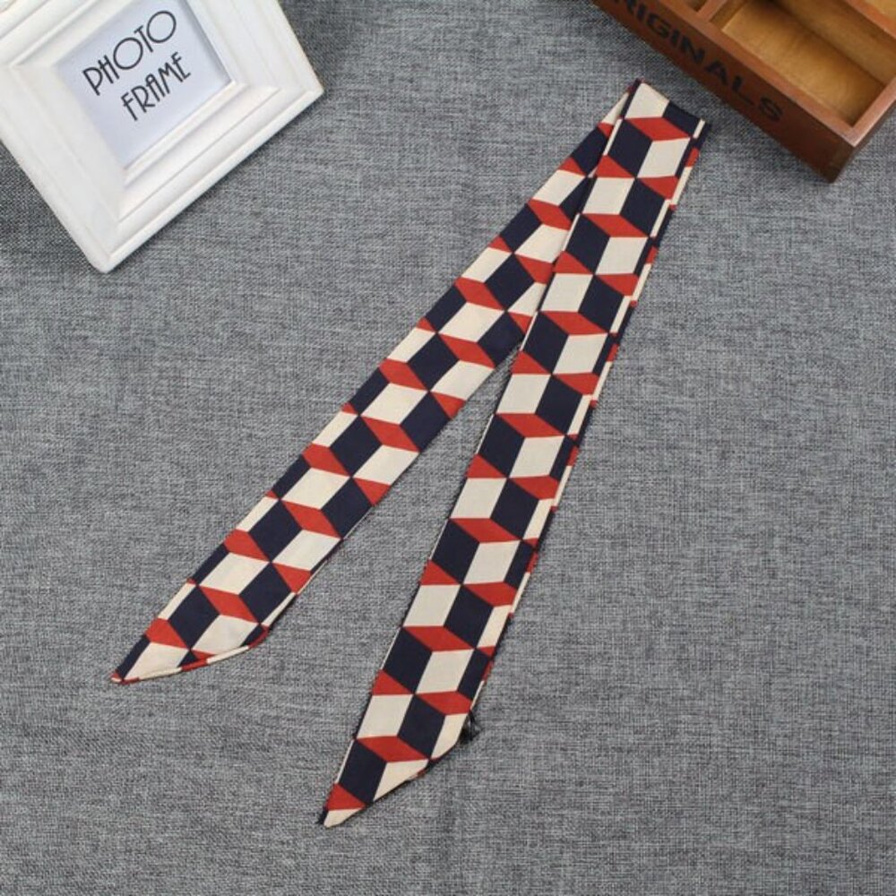 2 pair 3d cube small silk scarf tied bag scarf #CT2